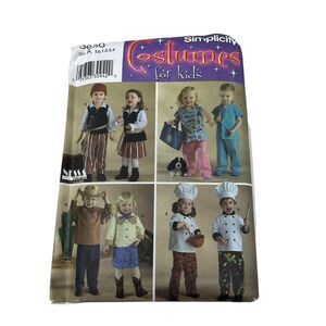 Simplicity 0530 Cow‎ Boy Girl Costume Sz 1-4 Toddler Pirate Chef Scrubs Pattern